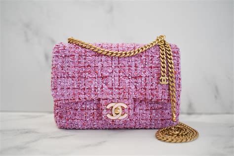 chanel tweed pink bag|chanel pink tweed flap bag.